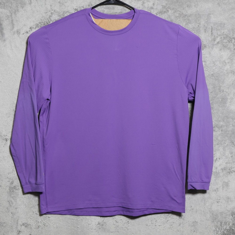 IBKUL T-Shirt Men Large Purple Long Sleeve Stretch Performance Tennis Pickleball